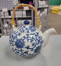 Load image into Gallery viewer, Floral Vine Blue and White Teapot - Preloved
