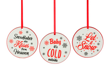 Load image into Gallery viewer, Black and Red Ceramic Christmas Ornaments
