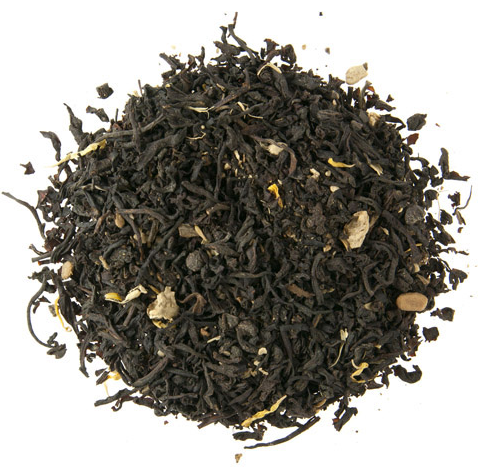 Black loose leaf vanilla chai with  Ginger, Cinnamon, Cardamom, Black+White pepper, Clove, Nutmeg, and Calendula petals. A favourite house blended loose leaf tea with rich vanilla flavour rounded out with the intoxicating spices of chai.