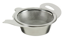 Load image into Gallery viewer, Stainless steal strainer in the shape of a tea pot. Great to use when brewing loose leaf tea in a tea pot, to keep the tea leaves out of your tea cup.
