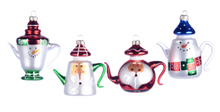 Load image into Gallery viewer, Santa and Snowmen Teapot Ornaments
