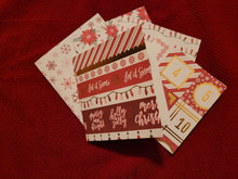 Load image into Gallery viewer, Picture shows different Christmas cards. Each are blank inside for you to write your own message. Each has a package of loose leaf tea inside to give as a gift or stocking stuffer.
